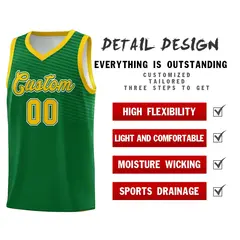 Kelly Green Gold Chest Slash Pattern Basketball Jersey 4