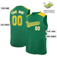 Kelly Green Gold Classic Sleeveless Baseball Jersey 2
