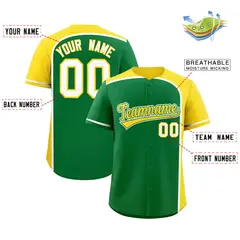 Kelly Green Gold Color Block Authentic Baseball Jersey 2