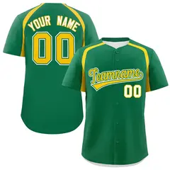 Kelly Green Gold Color Block Authentic Baseball Jersey 1