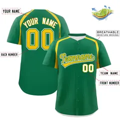 Kelly Green Gold Color Block Authentic Baseball Jersey 2