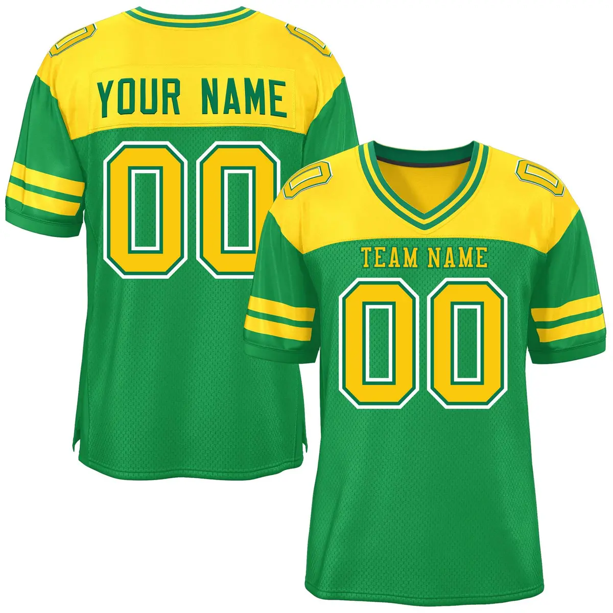 Kelly Green Gold Color Block Authentic Football Jersey