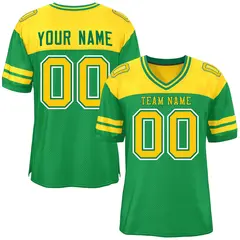 Kelly Green Gold Color Block Authentic Football Jersey 1