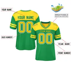Kelly Green Gold Color Block Authentic Football Jersey 2