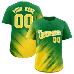 Kelly Green Gold Diagonal Stripe Gradient Baseball Jersey 1