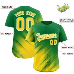 Kelly Green Gold Diagonal Stripe Gradient Baseball Jersey 2