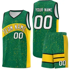 Kelly Green Gold Dot Graffiti Irregular Pattern Basketball Jersey