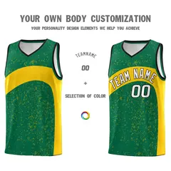 Kelly Green Gold Dot Graffiti Irregular Pattern Basketball Jersey 3