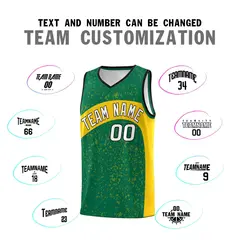 Kelly Green Gold Dot Graffiti Irregular Pattern Basketball Jersey 4