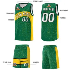 Kelly Green Gold Dot Graffiti Irregular Pattern Basketball Jersey 5