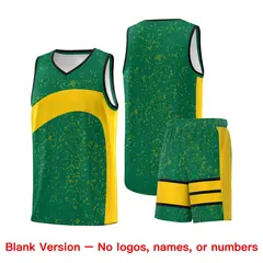 Kelly Green Gold Dot Graffiti Irregular Pattern Basketball Jersey 7