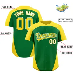 Kelly Green Gold Edge Color Block Authentic Baseball Jersey 2