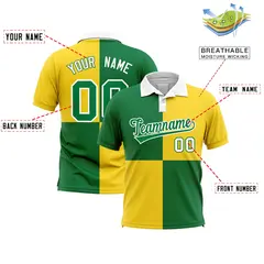 Kelly Green Gold Four Squares Performance Polo Shirt 2