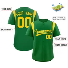 Kelly Green Gold Full Button Classic Baseball Jersey 2
