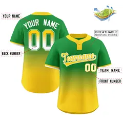 Kelly Green Gold Gold-White Gradient Two-Button Softball Jersey 2