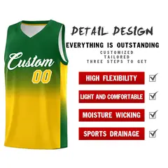 Kelly Green Gold Gradient Basketball Jersey Sports Uniform 2
