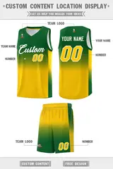 Kelly Green Gold Gradient Basketball Jersey Sports Uniform 5