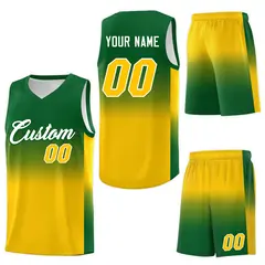 Kelly Green Gold Gradient Basketball Jersey Sports Uniform 7