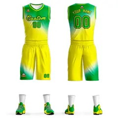 Kelly Green Gold Gradient Fashion Sports Basketball Jersey