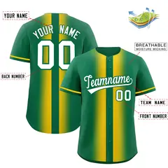 Kelly Green Gold Gradient Lapel Fashion Baseball Jersey 2