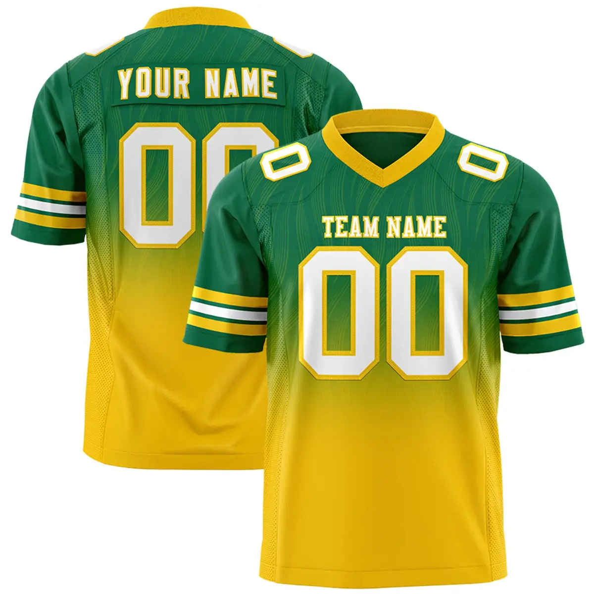 Kelly Green Gold Gradient Outdoor Flag Football Jersey