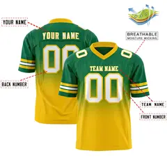 Kelly Green Gold Gradient Outdoor Flag Football Jersey 2