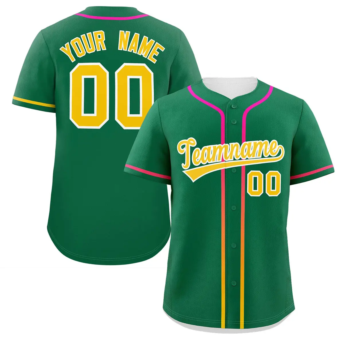 Kelly Green Gold Gradient Ribbed Authentic Baseball Jersey