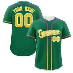 Kelly Green Gold Gradient Ribbed Authentic Baseball Jersey 1
