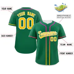 Kelly Green Gold Gradient Ribbed Authentic Baseball Jersey 2