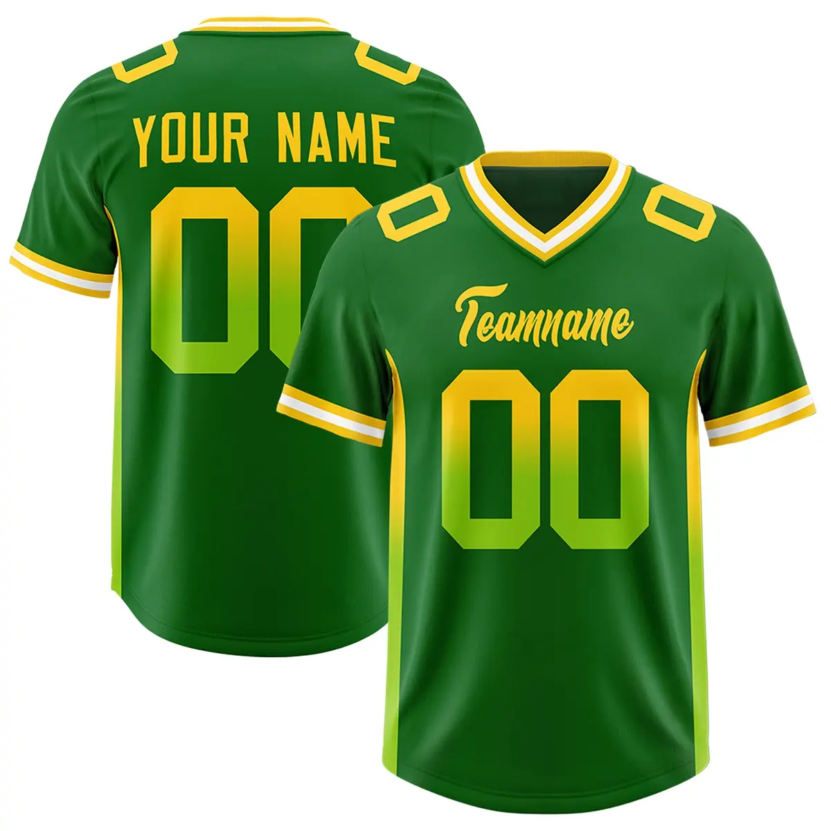 Kelly Green Gold Gradient Sides Fashion Football Jersey