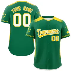 Kelly Green Gold Gradient Star Pattern Baseball Jersey 1