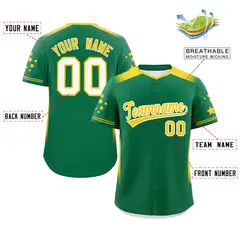 Kelly Green Gold Gradient Star Pattern Baseball Jersey 2