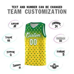 Kelly Green Gold Gradient Star Pattern Basketball Jersey Sets 4