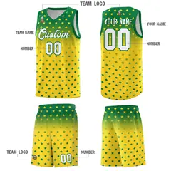 Kelly Green Gold Gradient Star Pattern Basketball Jersey Sets 5