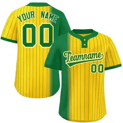 Kelly Green Gold Gradient Stripe Two-Button Softball Jersey
