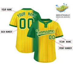 Kelly Green Gold Gradient Stripe Two-Button Softball Jersey 2