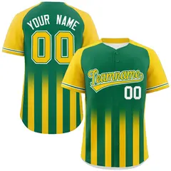 Kelly Green Gold Gradient Thick Stripe Raglan Jersey