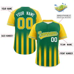 Kelly Green Gold Gradient Thick Stripe Raglan Jersey 2