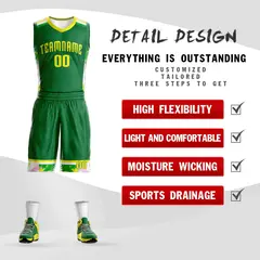 Kelly Green Gold Graffiti Basketball Jersey Set 2