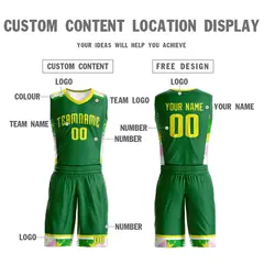 Kelly Green Gold Graffiti Basketball Jersey Set 3