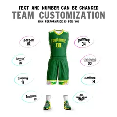 Kelly Green Gold Graffiti Basketball Jersey Set 4