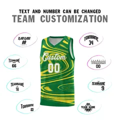 Kelly Green Gold Graffiti Fluids Basketball Jersey Sets 4
