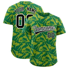 Kelly Green Gold Graffiti Pattern Authentic Baseball Jersey 1