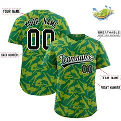 Kelly Green Gold Graffiti Pattern Authentic Baseball Jersey 2