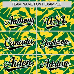 Kelly Green Gold Graffiti Pattern Authentic Baseball Jersey 3