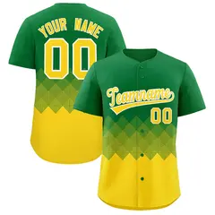 Kelly Green Gold Grid Blur Pattern Baseball Jersey 1