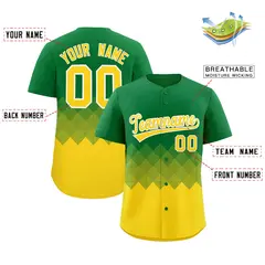 Kelly Green Gold Grid Blur Pattern Baseball Jersey 2