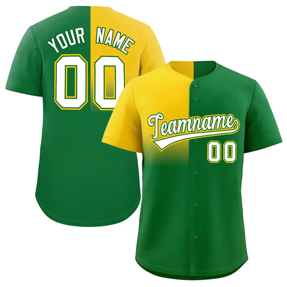 Kelly Green Gold Half Gradient Authentic Baseball Jersey