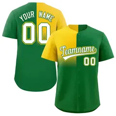 Kelly Green Gold Half Gradient Authentic Baseball Jersey 1