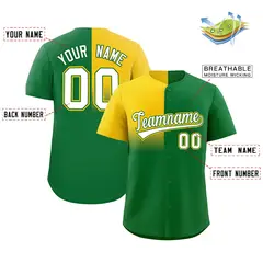Kelly Green Gold Half Gradient Authentic Baseball Jersey 2